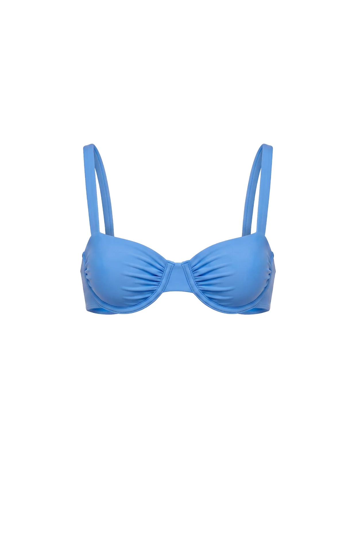 Underwire Ruched Bikini Top - Ocean Blue