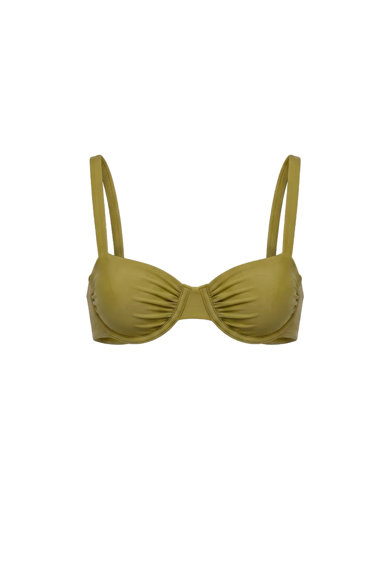Underwire Ruched Bikini Top - Olive Grove