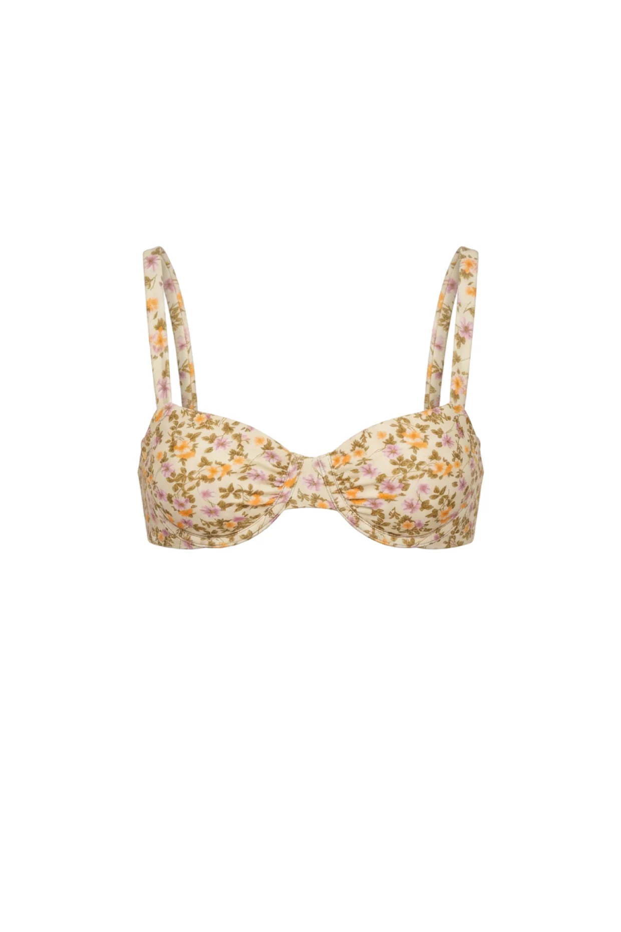 Underwire Ruched Bikini Top - Floral Garden Print