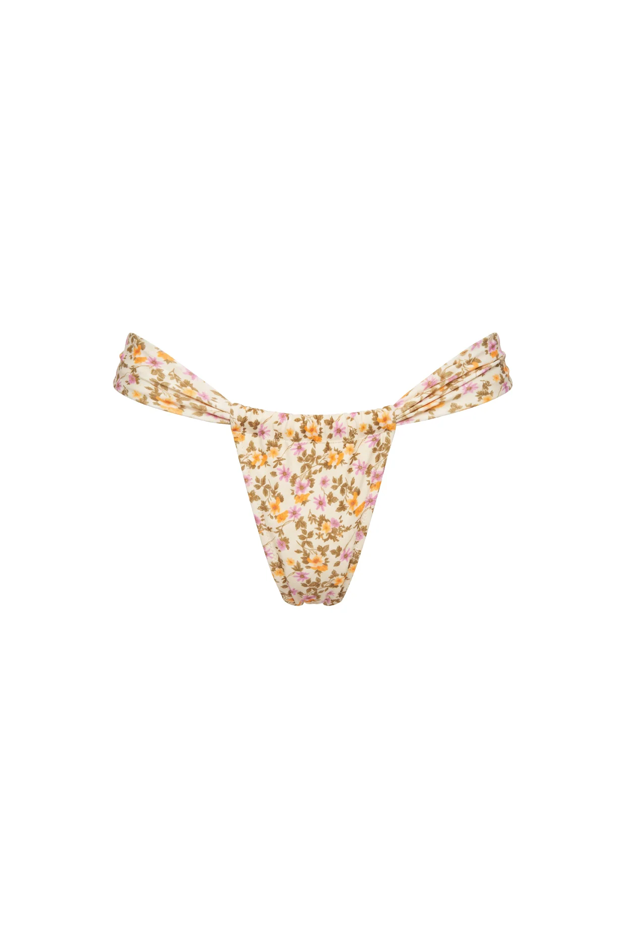 Ruched Side Bikini Bottom - Floral Garden Print