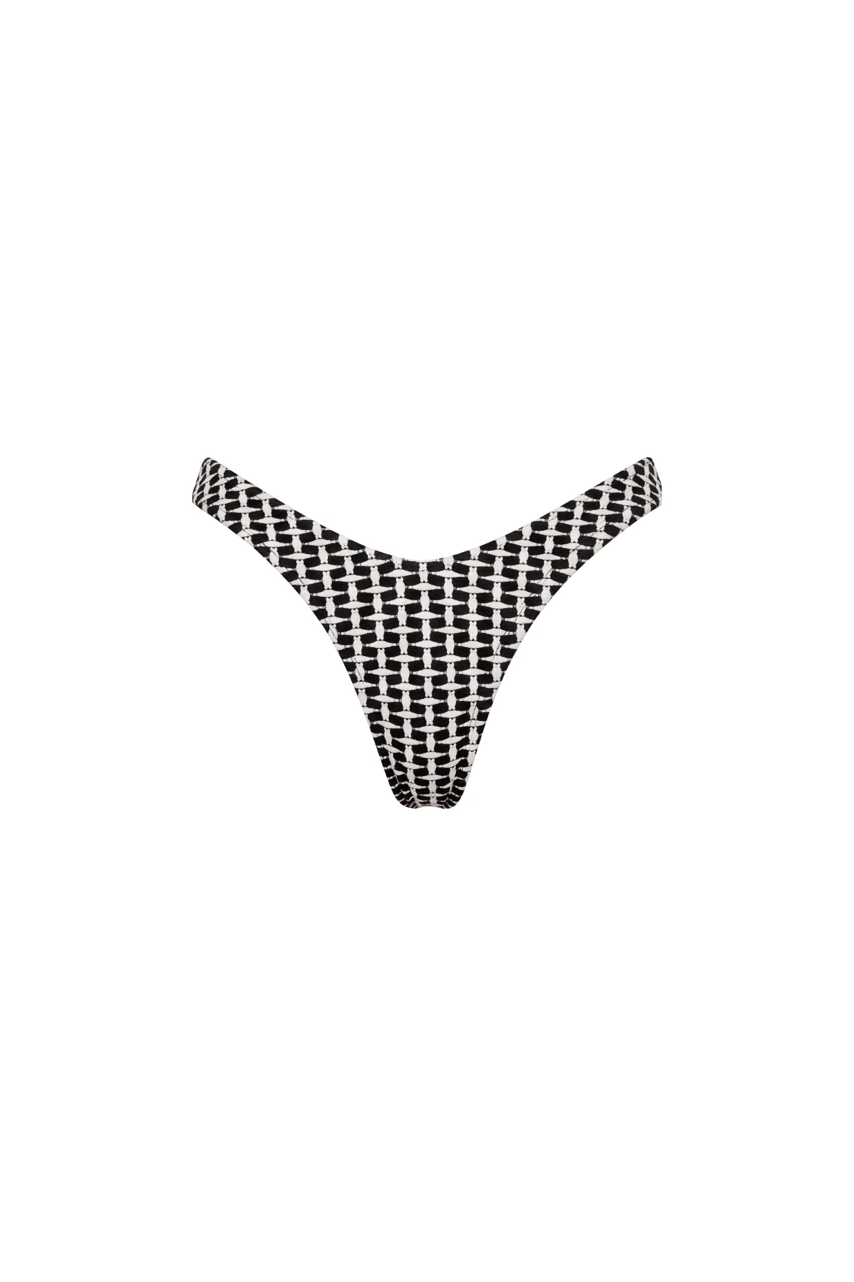 High-Cut Bikini Bottom - Textured Black